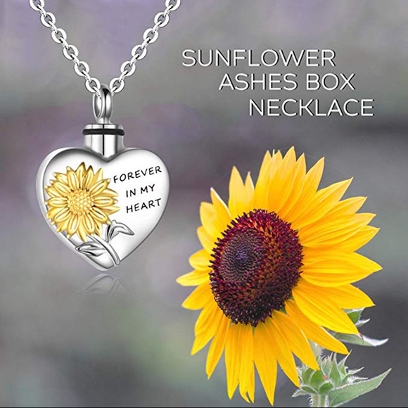 Jewelry - Urn Necklaces for Ashes in My Heart Flower Pendant Memory Locket Necklace